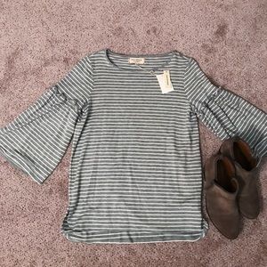 Max Studio Striped Bell Sleeve Blouse